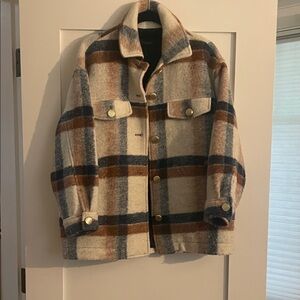 Zara Plaid Wool-Blend Jacket, Size M